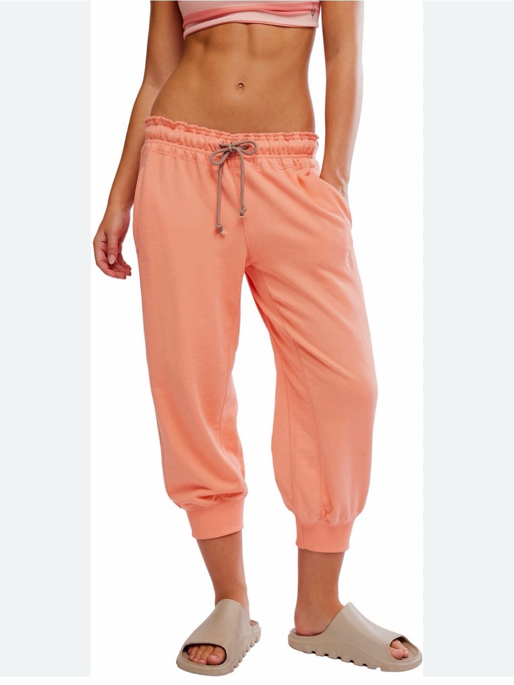 FP Movement Flutter Cropped Joggers XS Fruit Punch Coral Pink Sweatpants